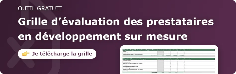Télécharger la grille d'évaluation des prestataires en développement informatique sur mesure
