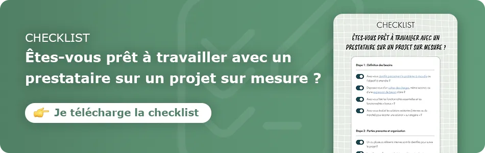 Prêt à travailler avec un prestataire sur un projet sur mesure ? Téléchargez la checklist