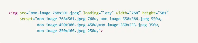 <img src="mon-image-768x501.jpeg" loading="lazy" width="768" height="501" srcset="mon-image-768x501.jpeg 768w, mon-image-550x366.jpeg 550w, mon-image-450x300.jpeg 450w,mon-image-350x233.jpeg 350w, mon-image-250x166.jpeg 250w,">